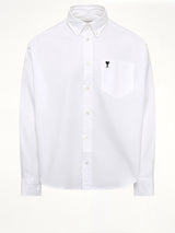 Embroidered Ami De Coeur Boxy Fit Shirt in White