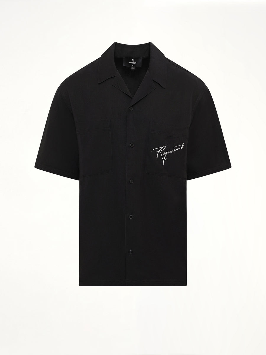 Love And Kisses Resort Shirt in Jet Black