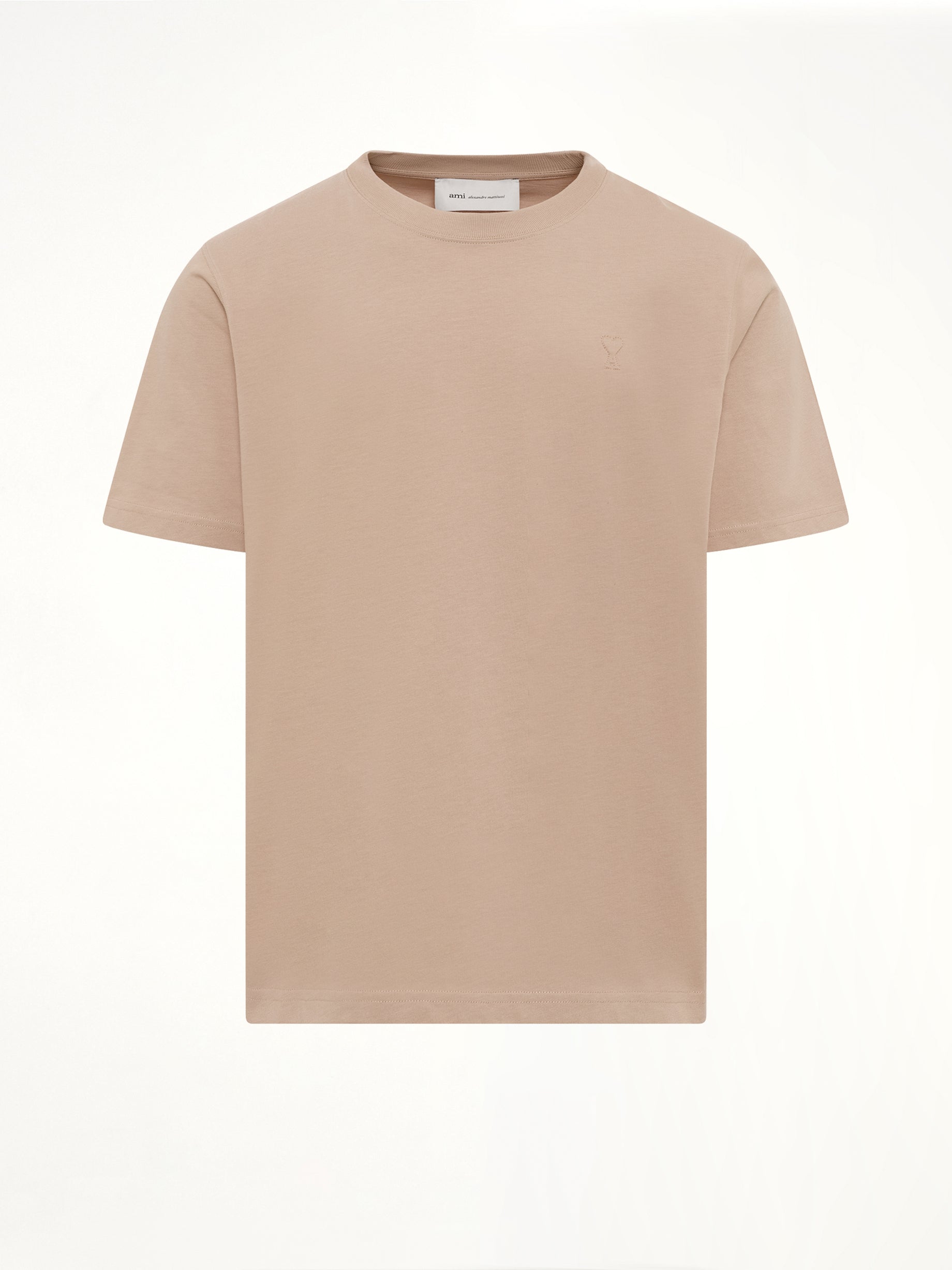Tonal Embossed Ami De Coeur T-Shirt in Beige