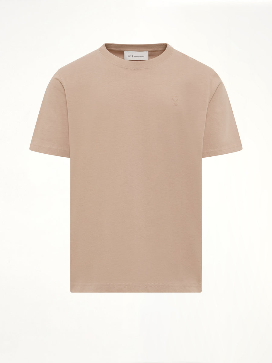 Tonal Embossed Ami De Coeur T-Shirt in Beige