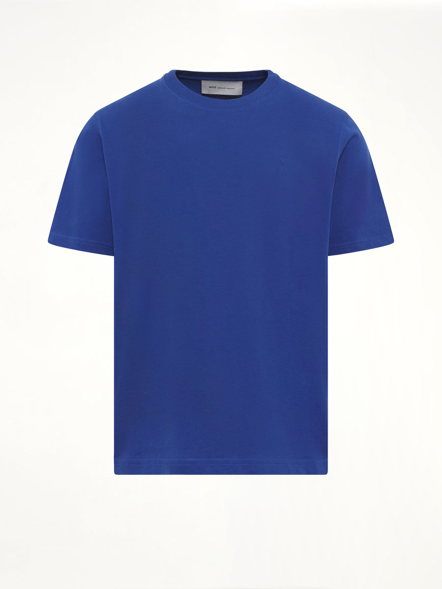 Tonal Embossed Ami De Coeur T-Shirt in Royal Blue