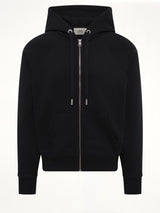 Tonal Embossed Ami De Coeur Zipped Hoodie in Black