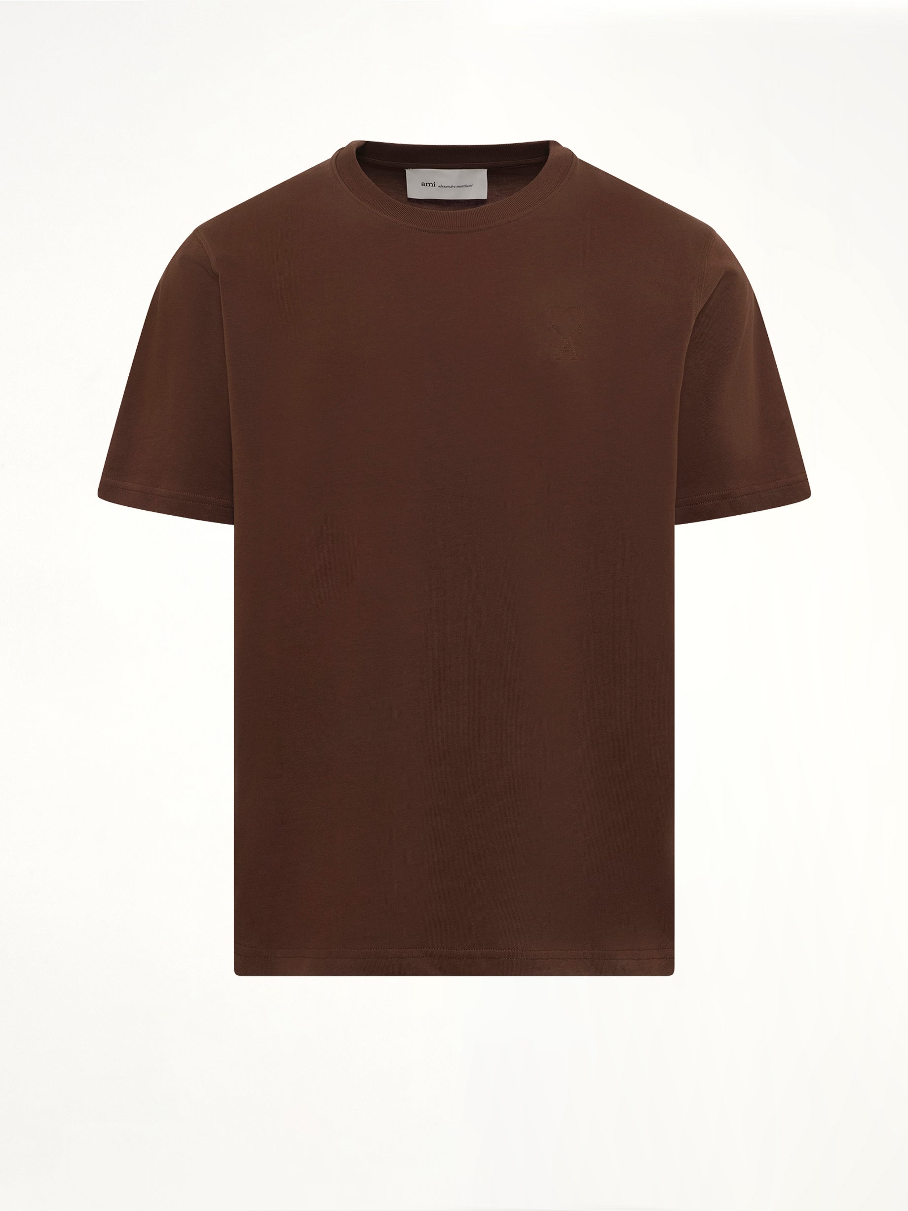 Tonal Embossed Big Ami De Coeur T-Shirt in Chocolate Brown