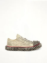 Dirty Spike Toe Cap Canvas Sneaker in White Side View | DOUBLET