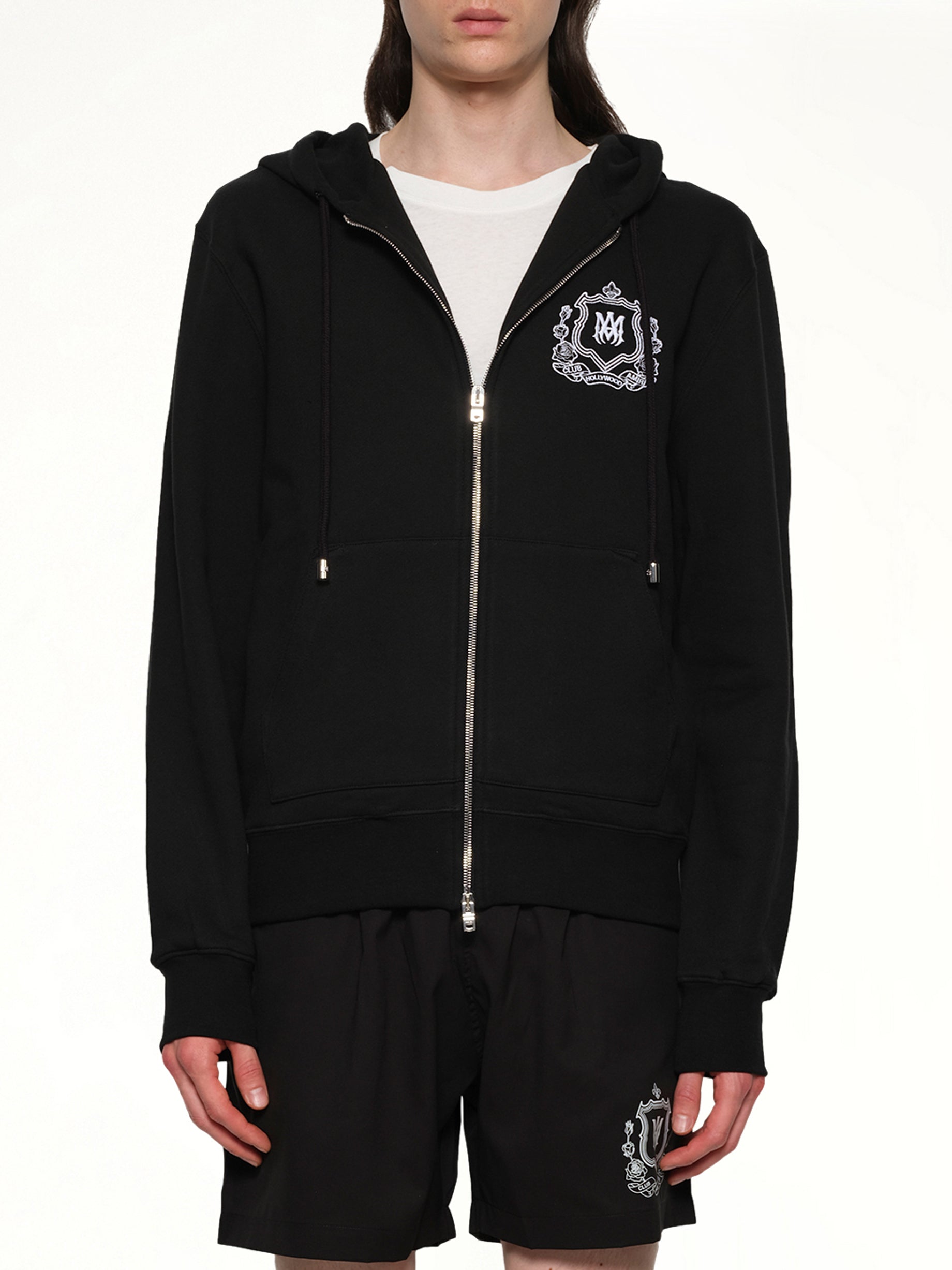 MA Crest Zip Hoodie in Black