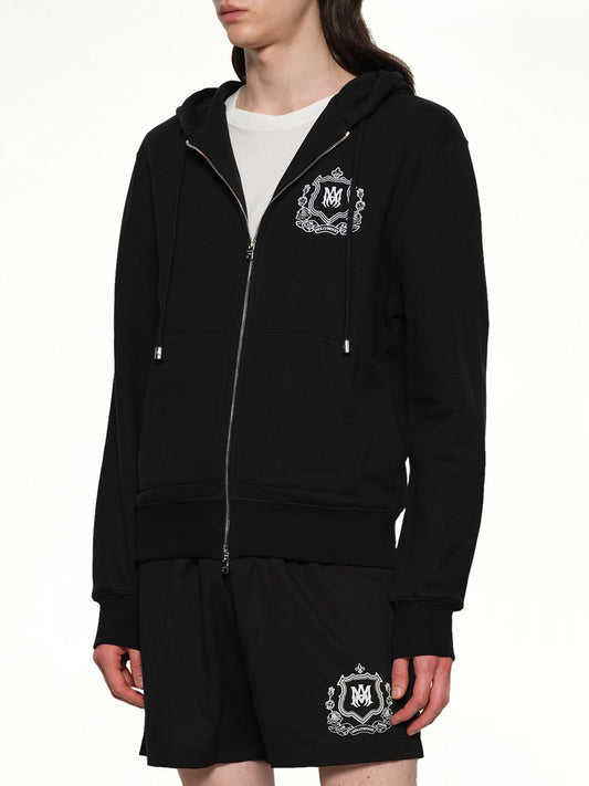 MA Crest Zip Hoodie in Black