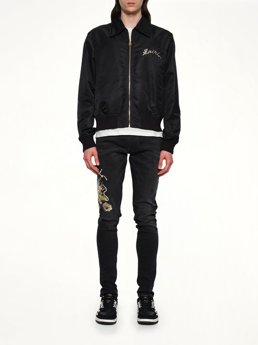AMIRI Dragon Nylon Bomber in Black