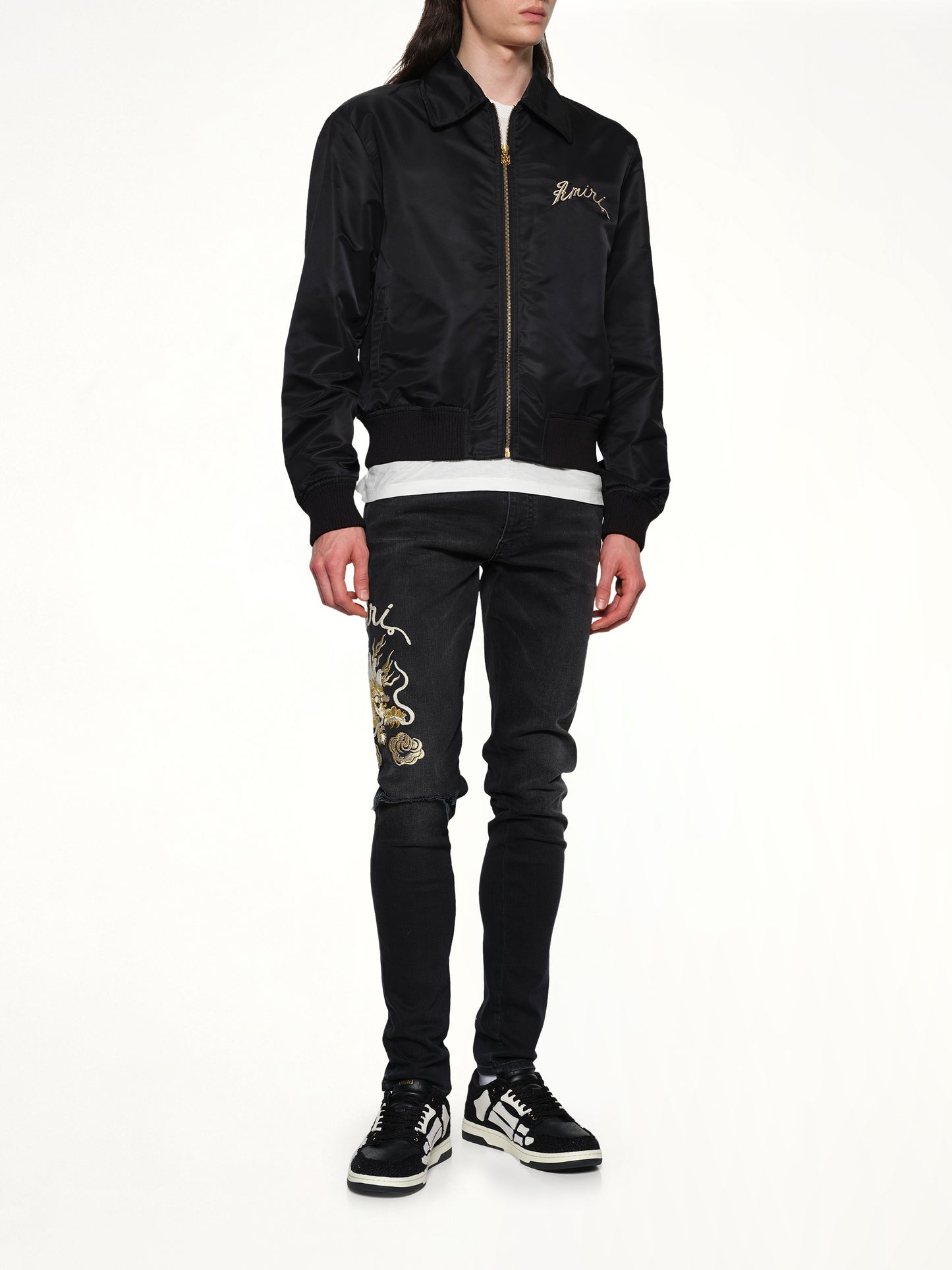 AMIRI Dragon Nylon Bomber in Black
