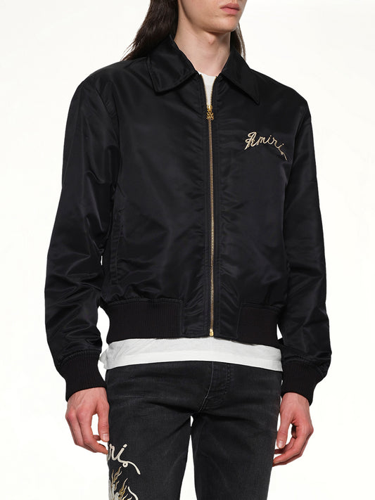 AMIRI Dragon Nylon Bomber in Black
