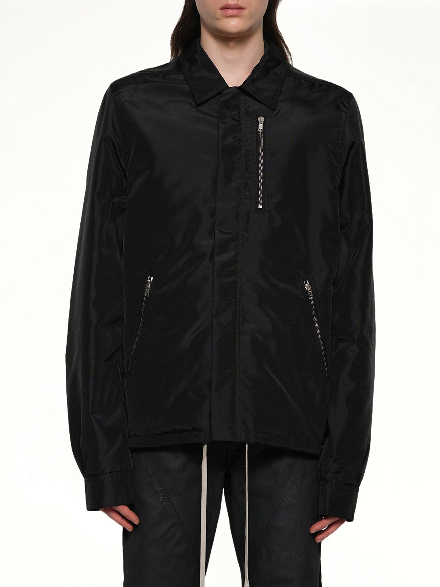 Concealed Zip Front Jacket in Black
