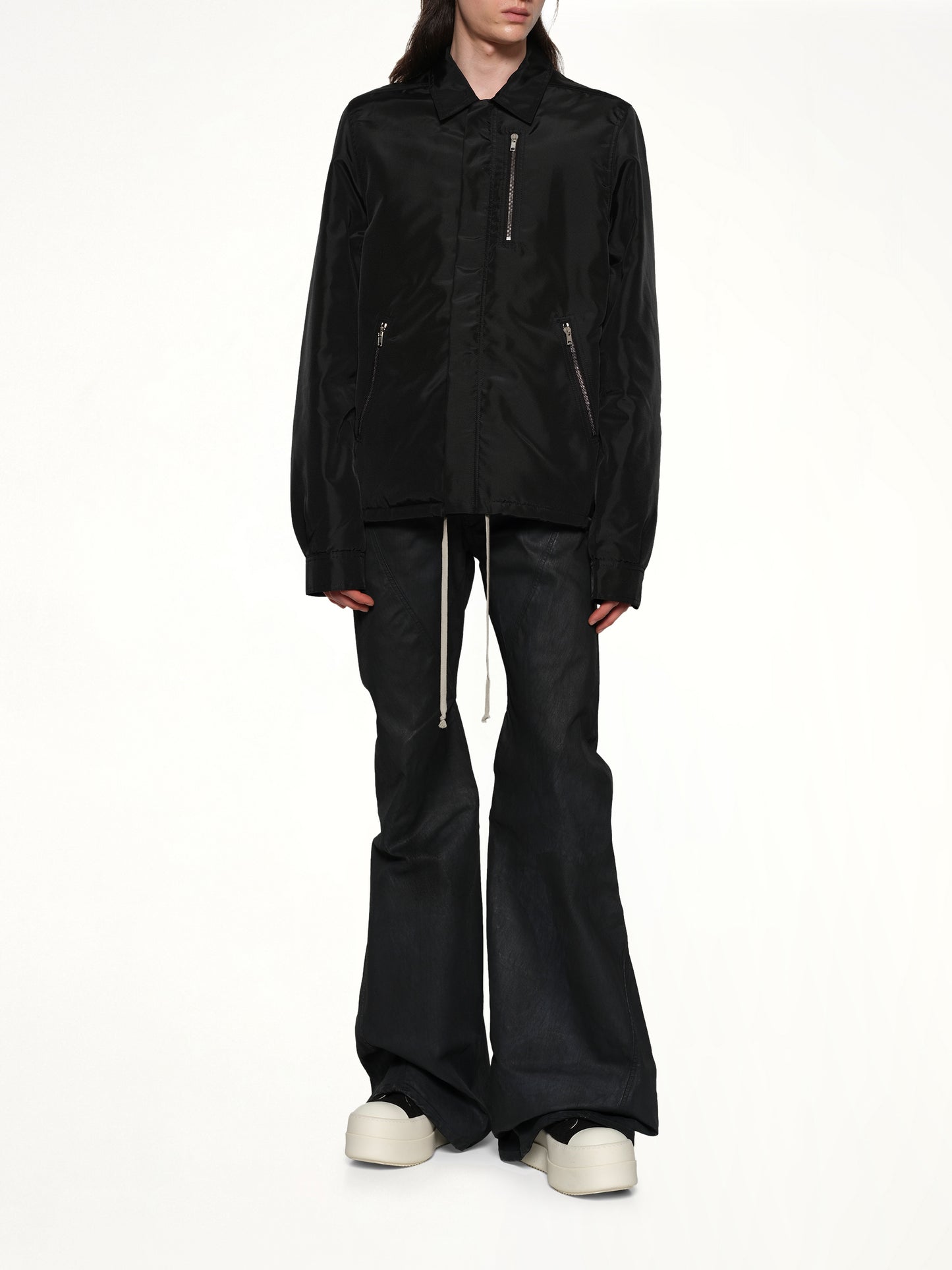 Concealed Zip Front Jacket in Black