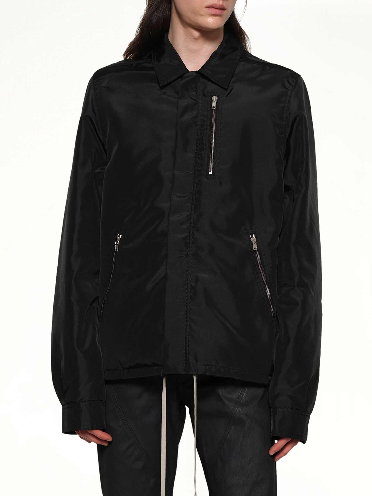 Concealed Zip Front Jacket in Black