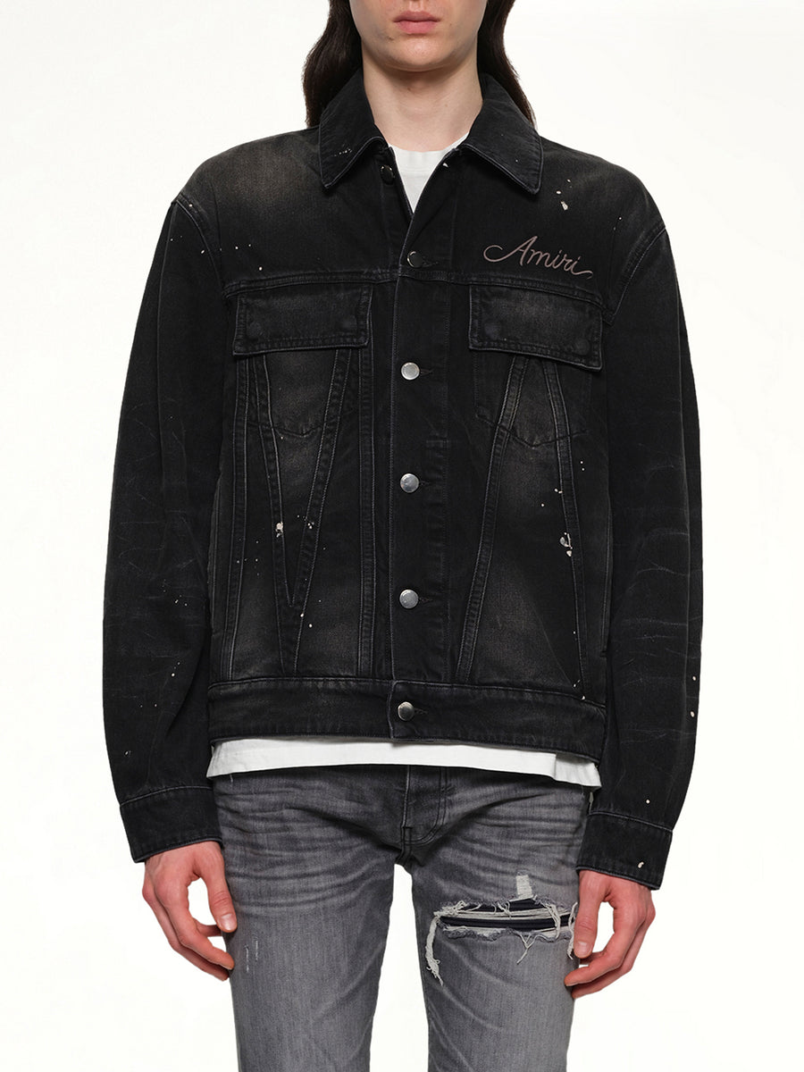 Bleach Bandana Denim Jacket in Faded Black