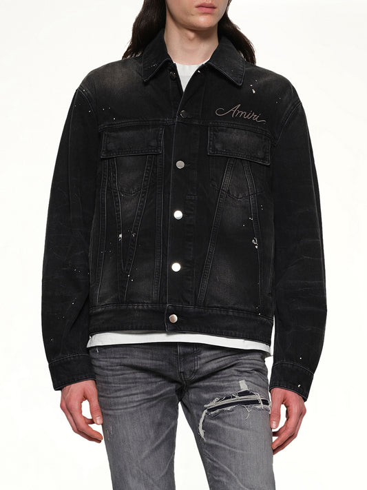 Bleach Bandana Denim Jacket in Faded Black