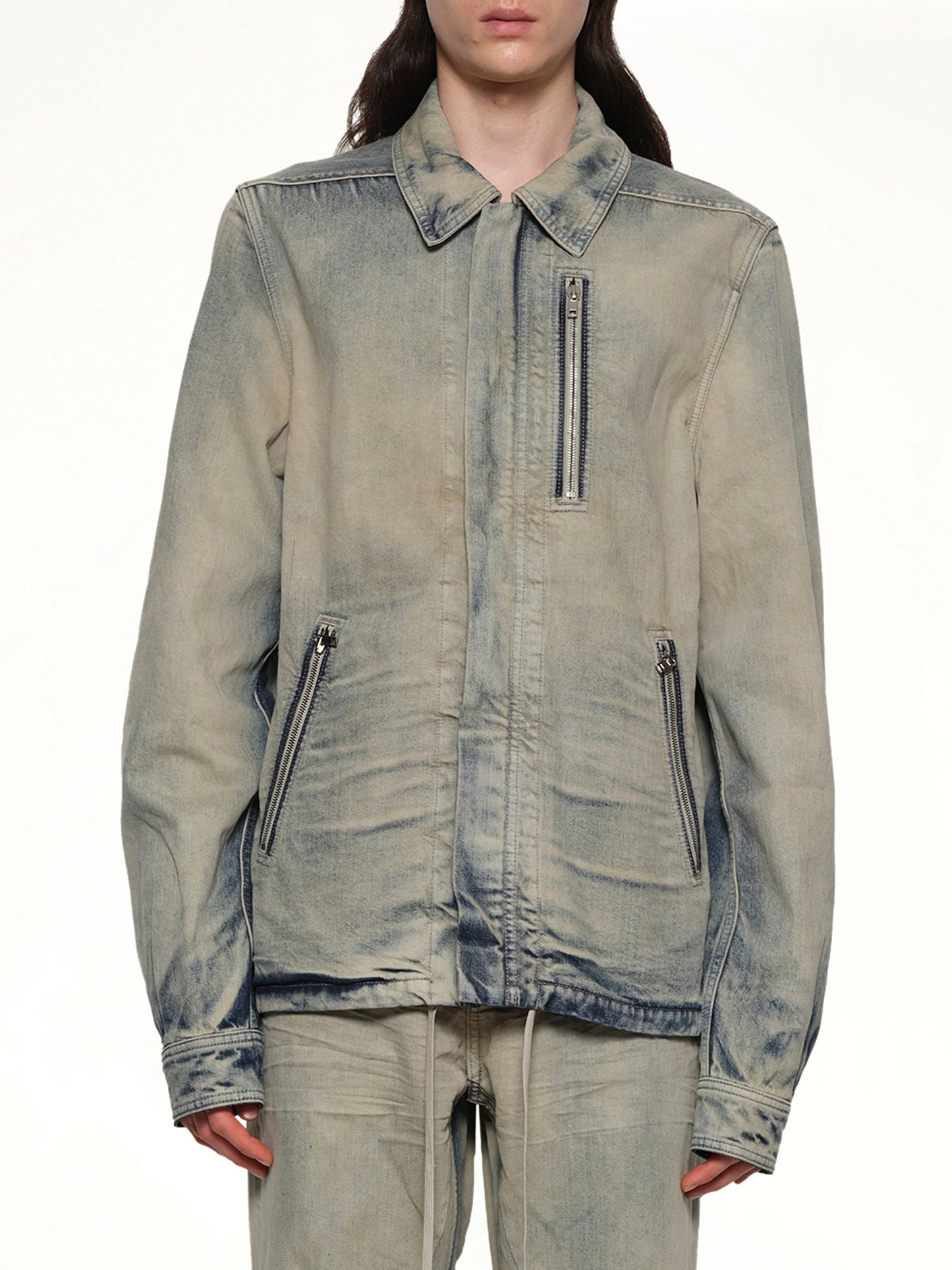 Concealed Zip Front Jacket in Mineral Pearl