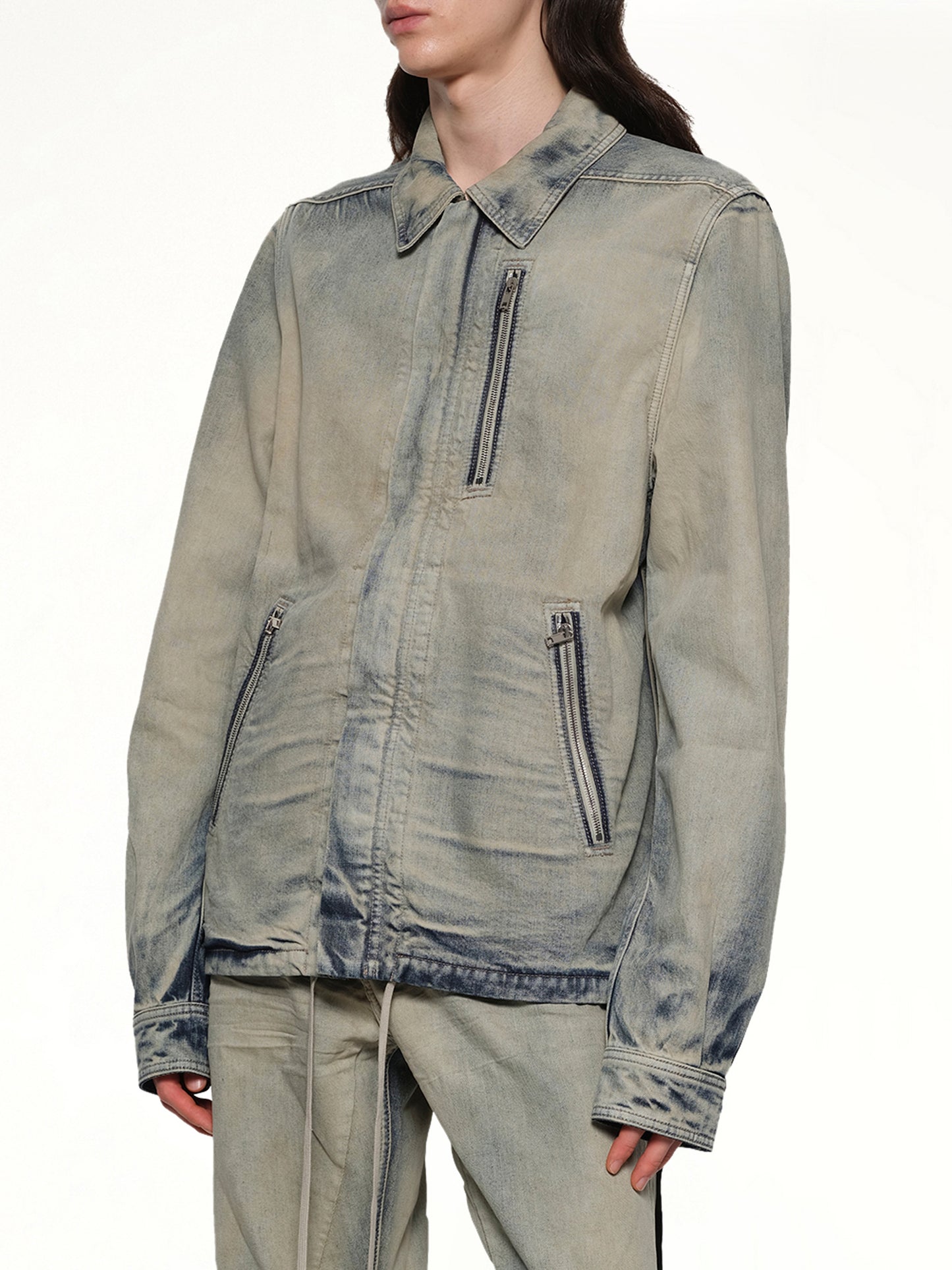 Concealed Zip Front Jacket in Mineral Pearl