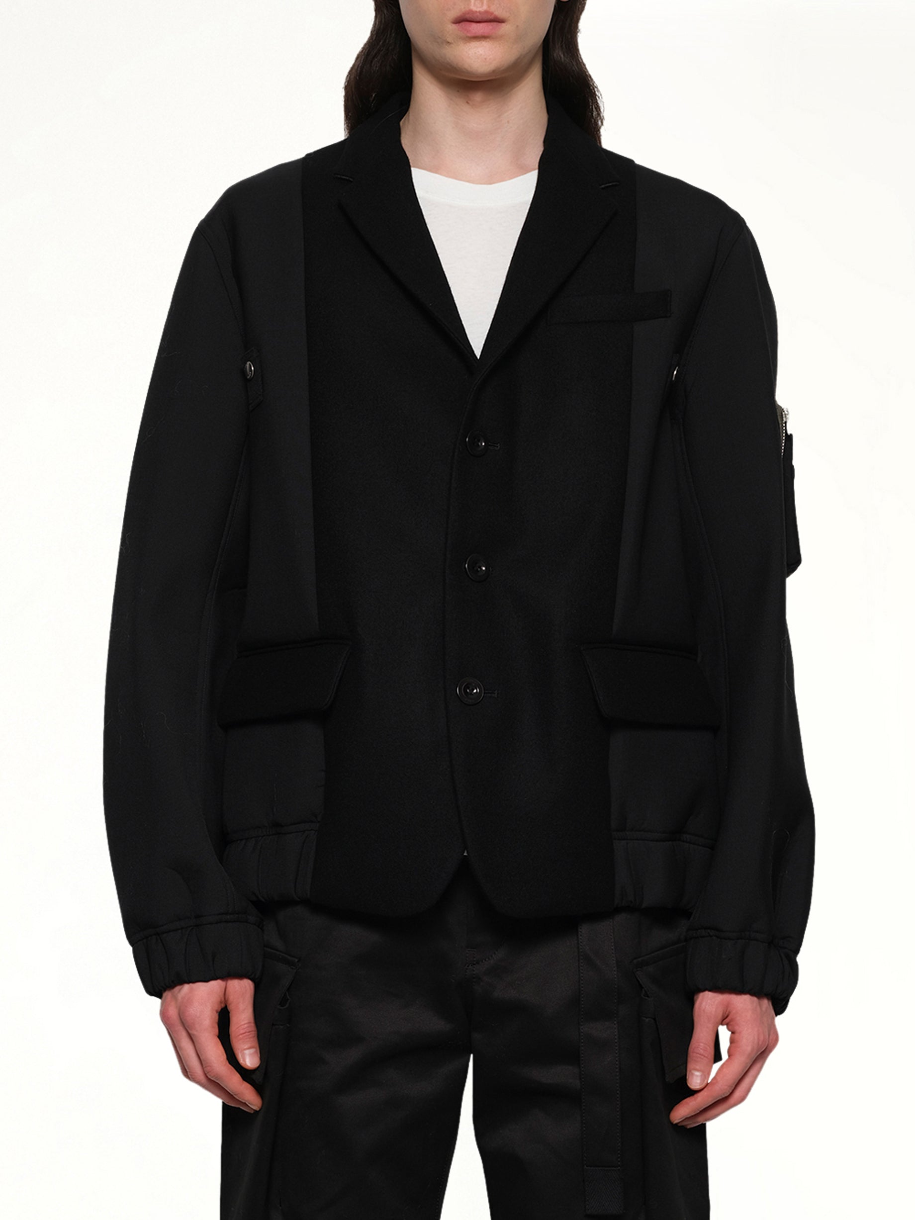 Wool Melton Jacket in Black