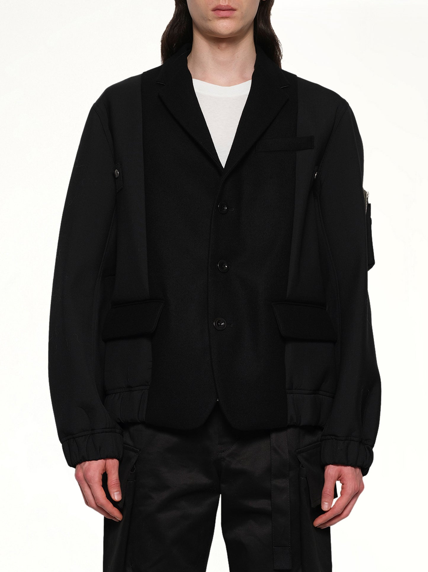 Wool Melton Jacket in Black