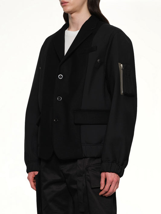 Wool Melton Jacket in Black