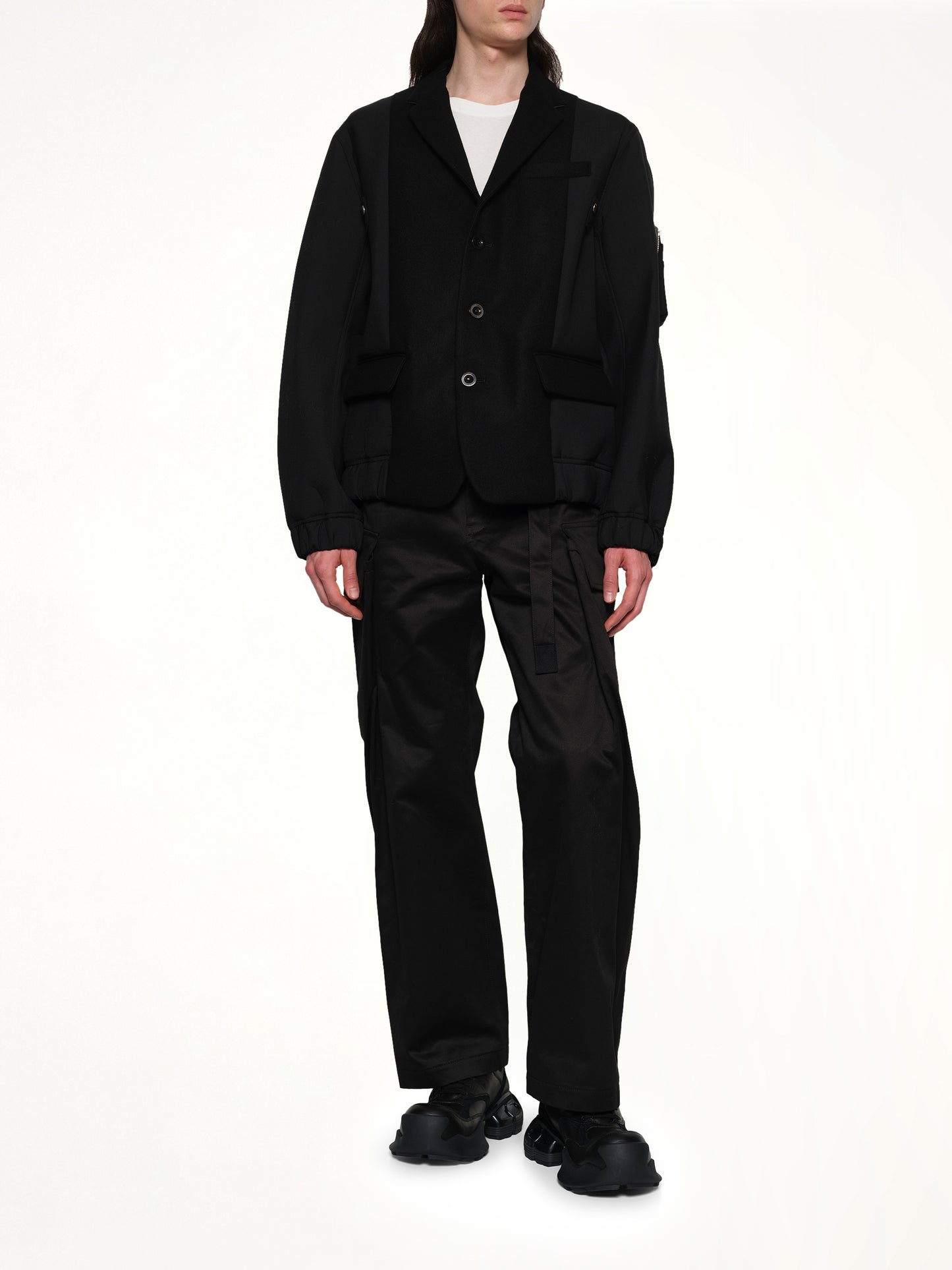Wool Melton Jacket in Black