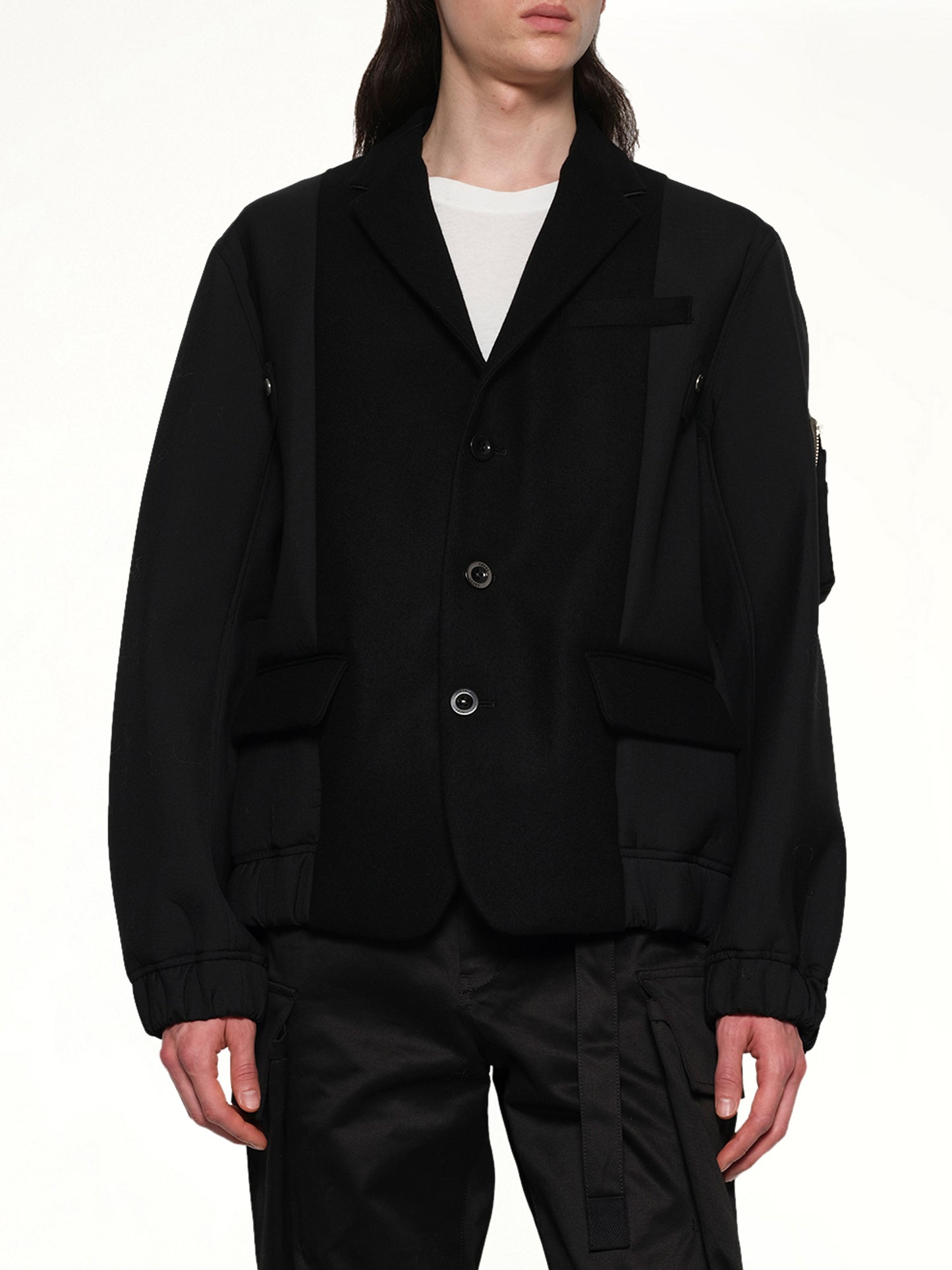 Wool Melton Jacket in Black