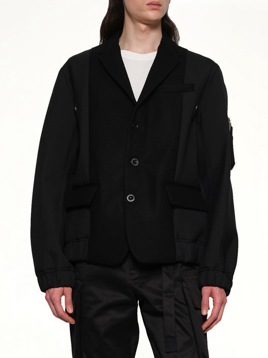 Wool Melton Jacket in Black