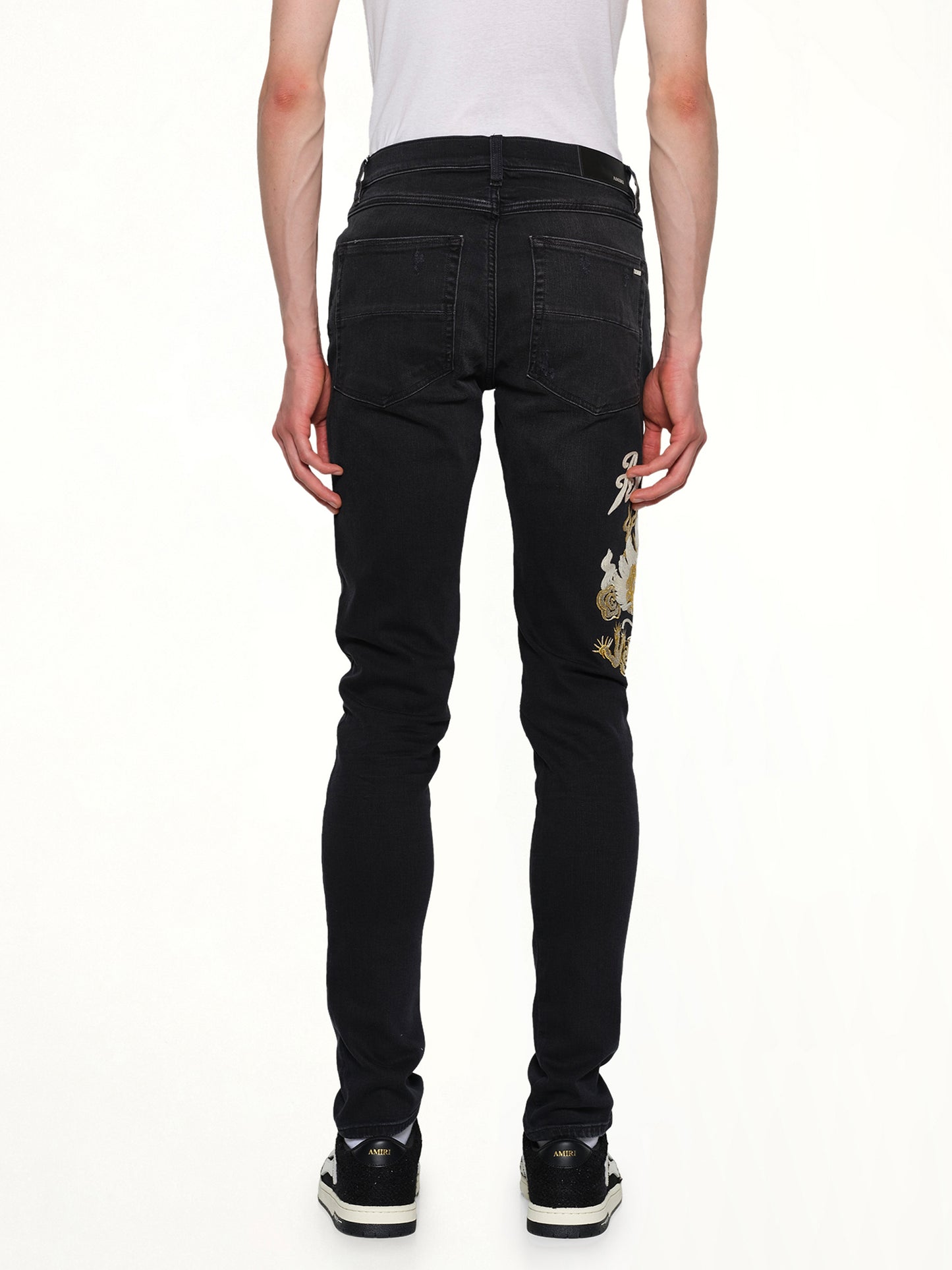 Amiri Dragon Repair Slim Jean in Dust Black