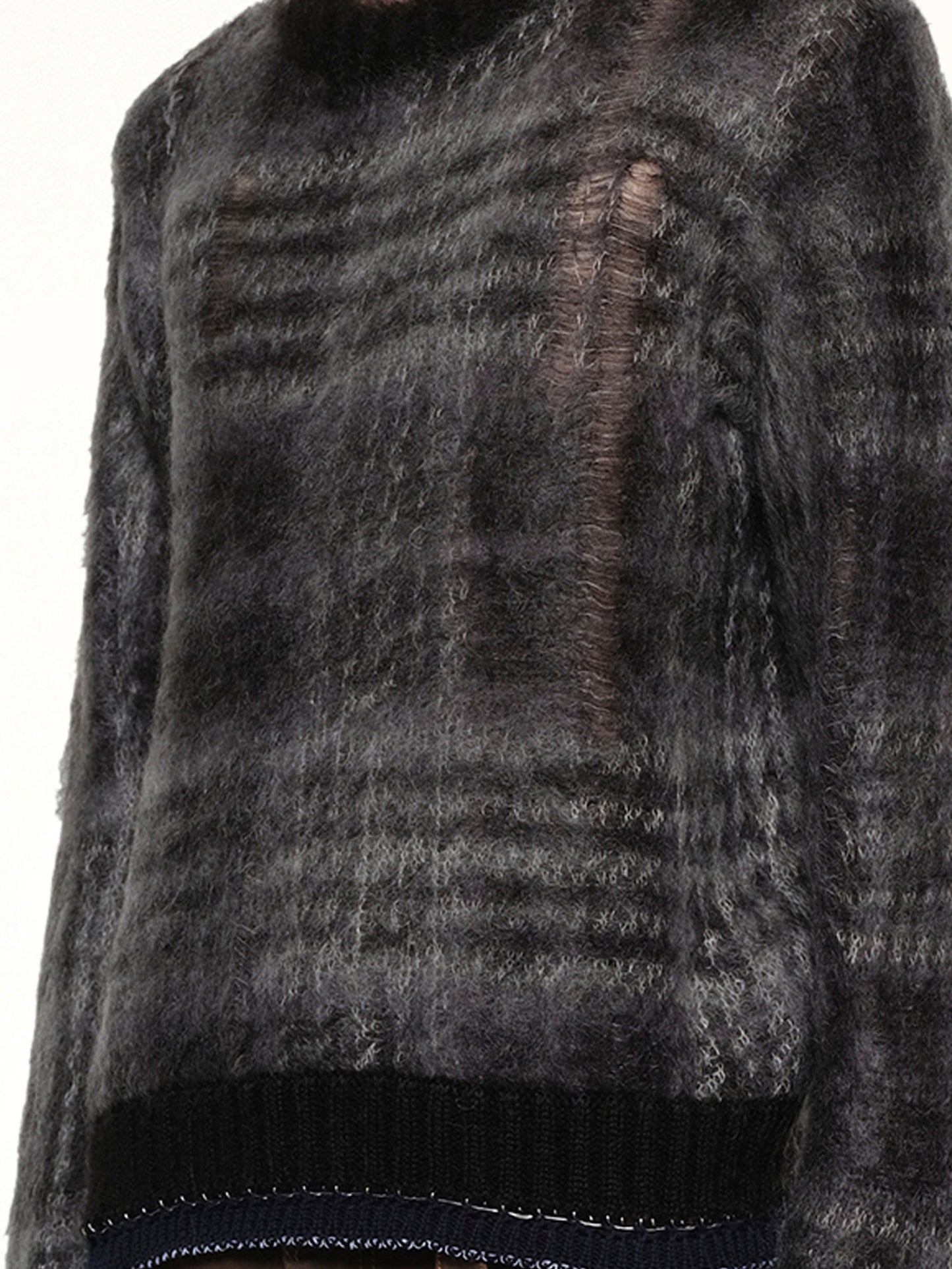 Plaid Mohair Knit Pullover in Black