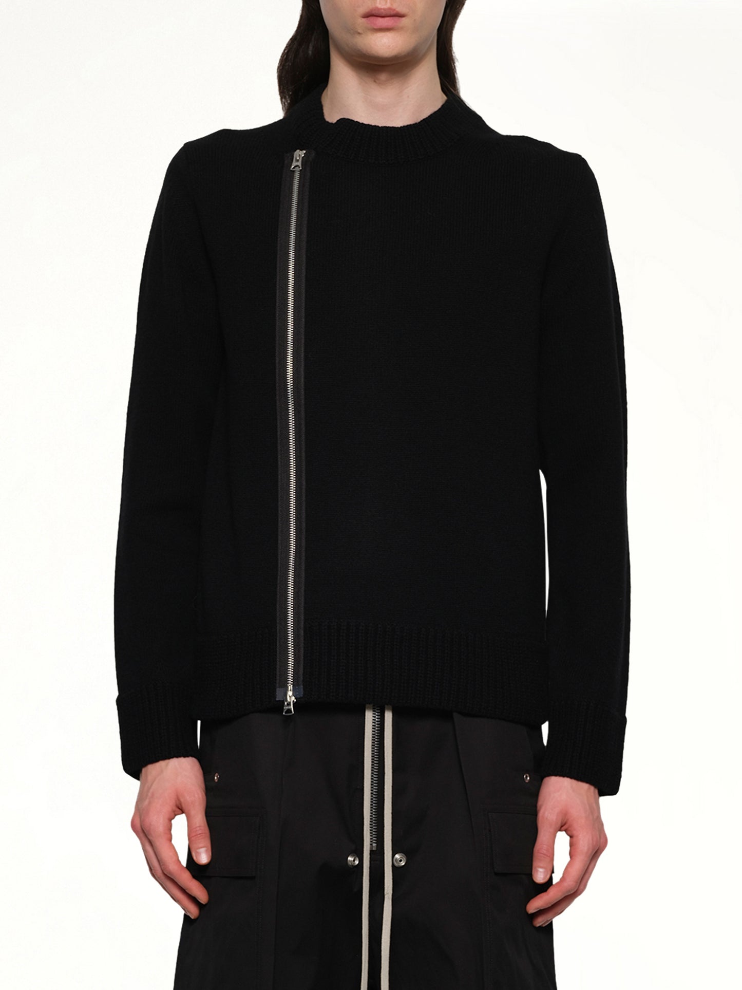 Wool Knit Blouson in Black