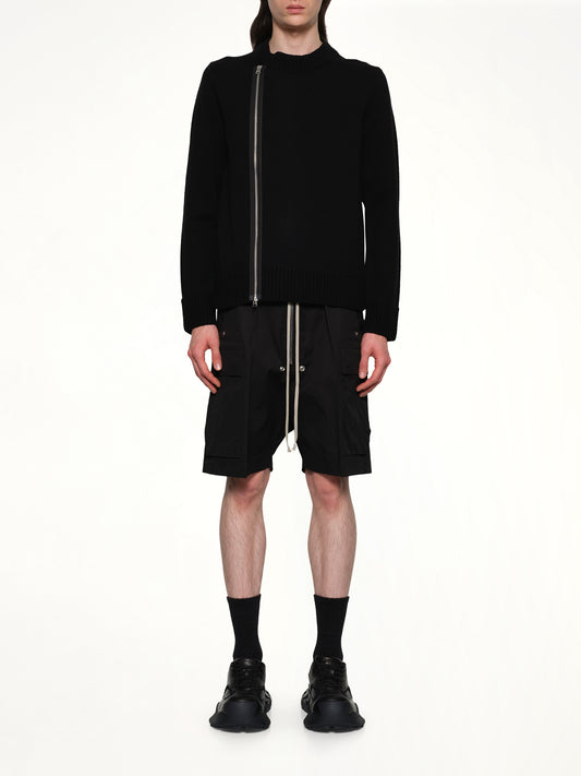 Wool Knit Blouson in Black