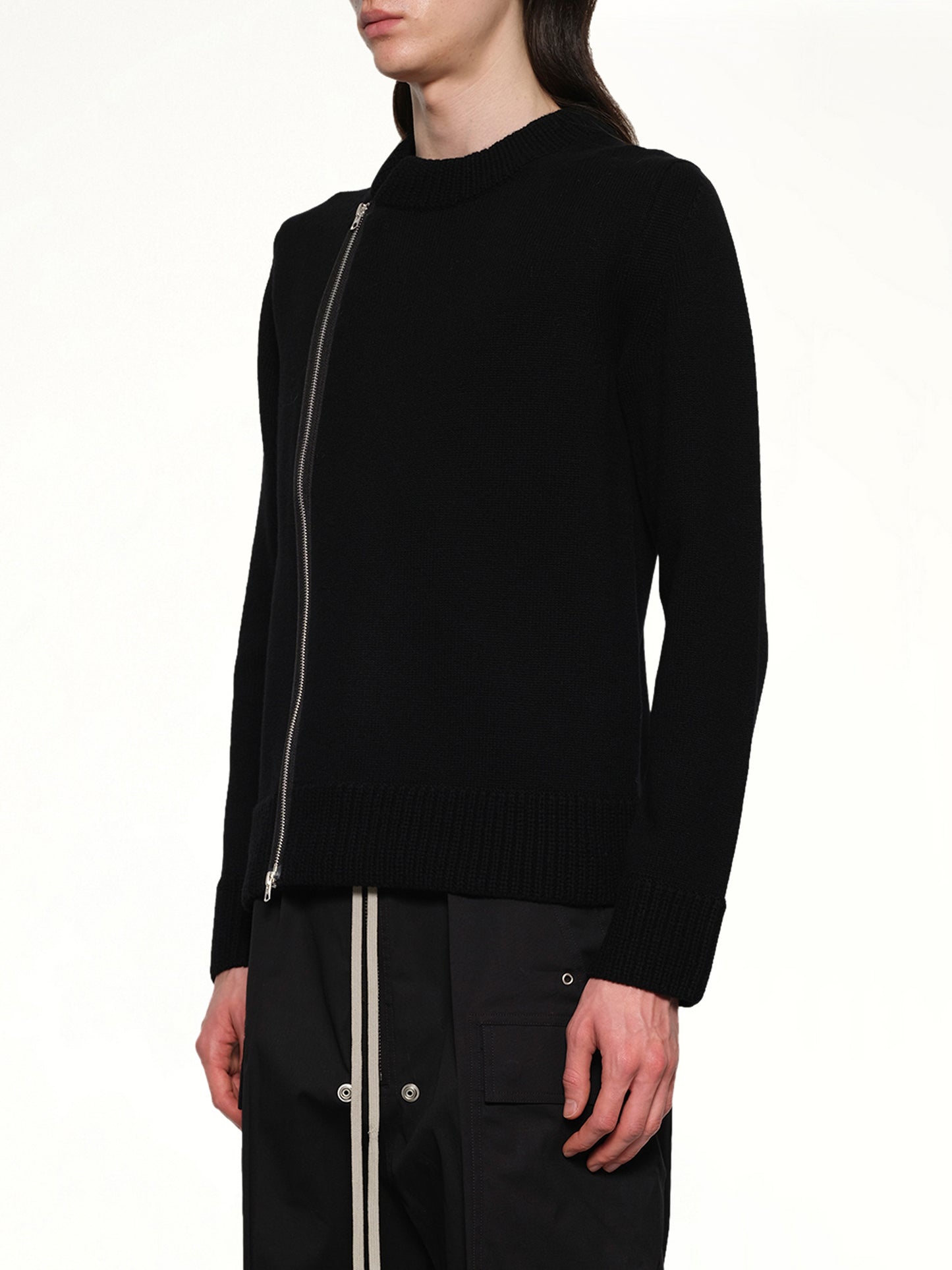Wool Knit Blouson in Black