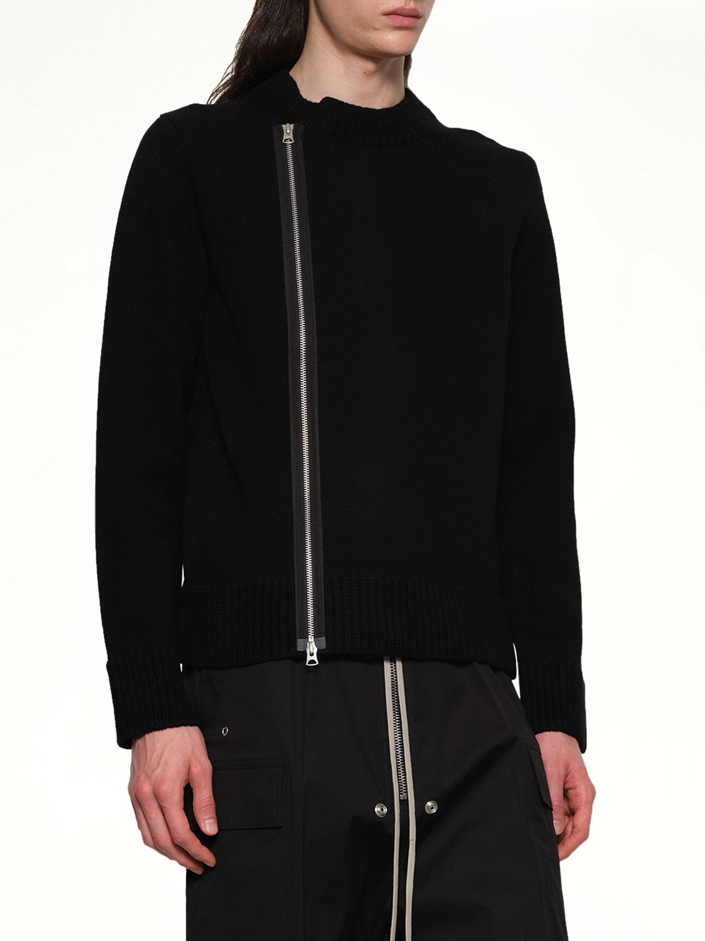 Wool Knit Blouson in Black