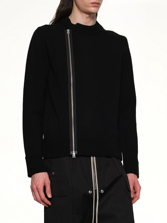 Wool Knit Blouson in Black