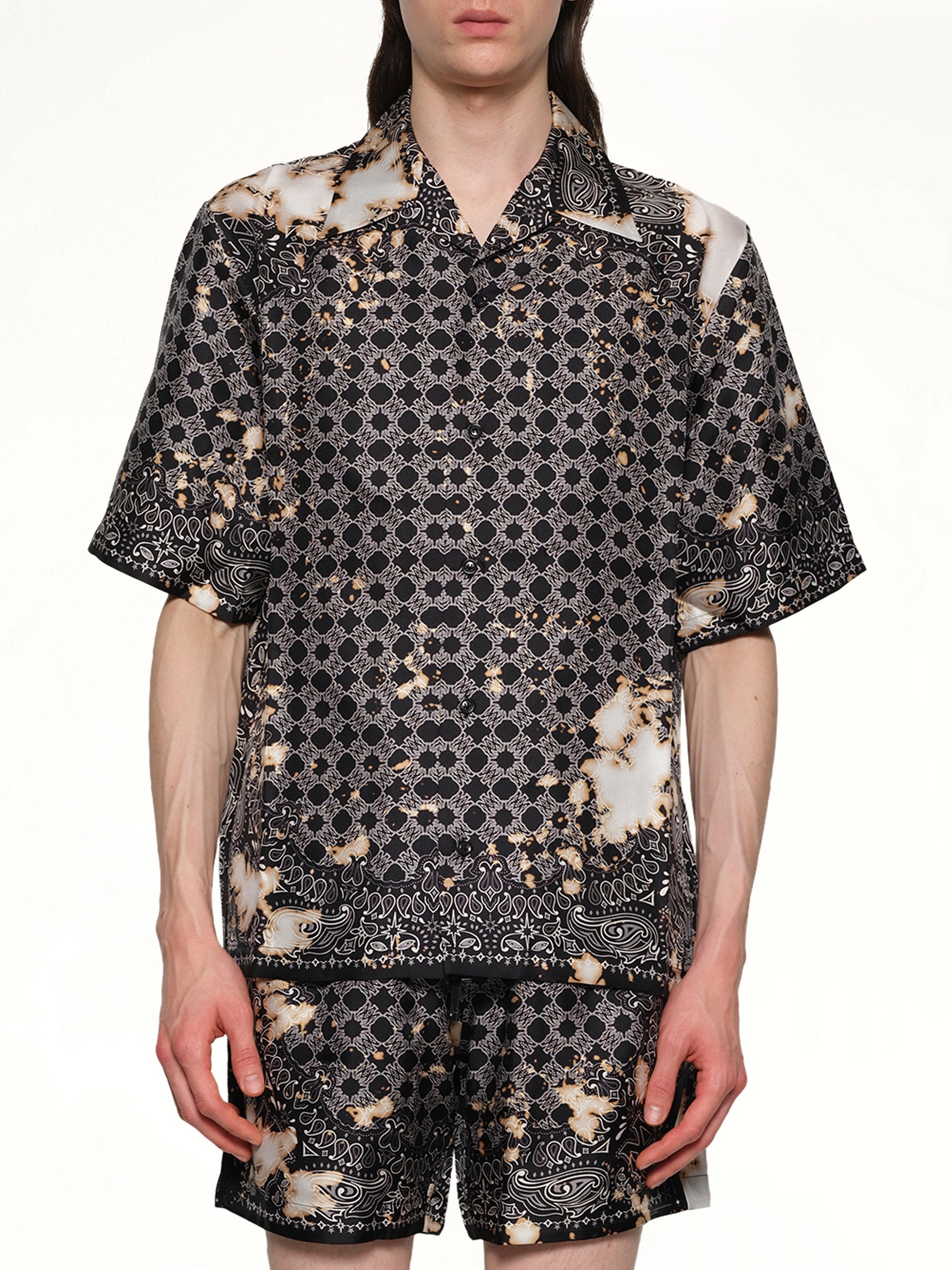 Bleach Bandana Bowling Shirt in Black