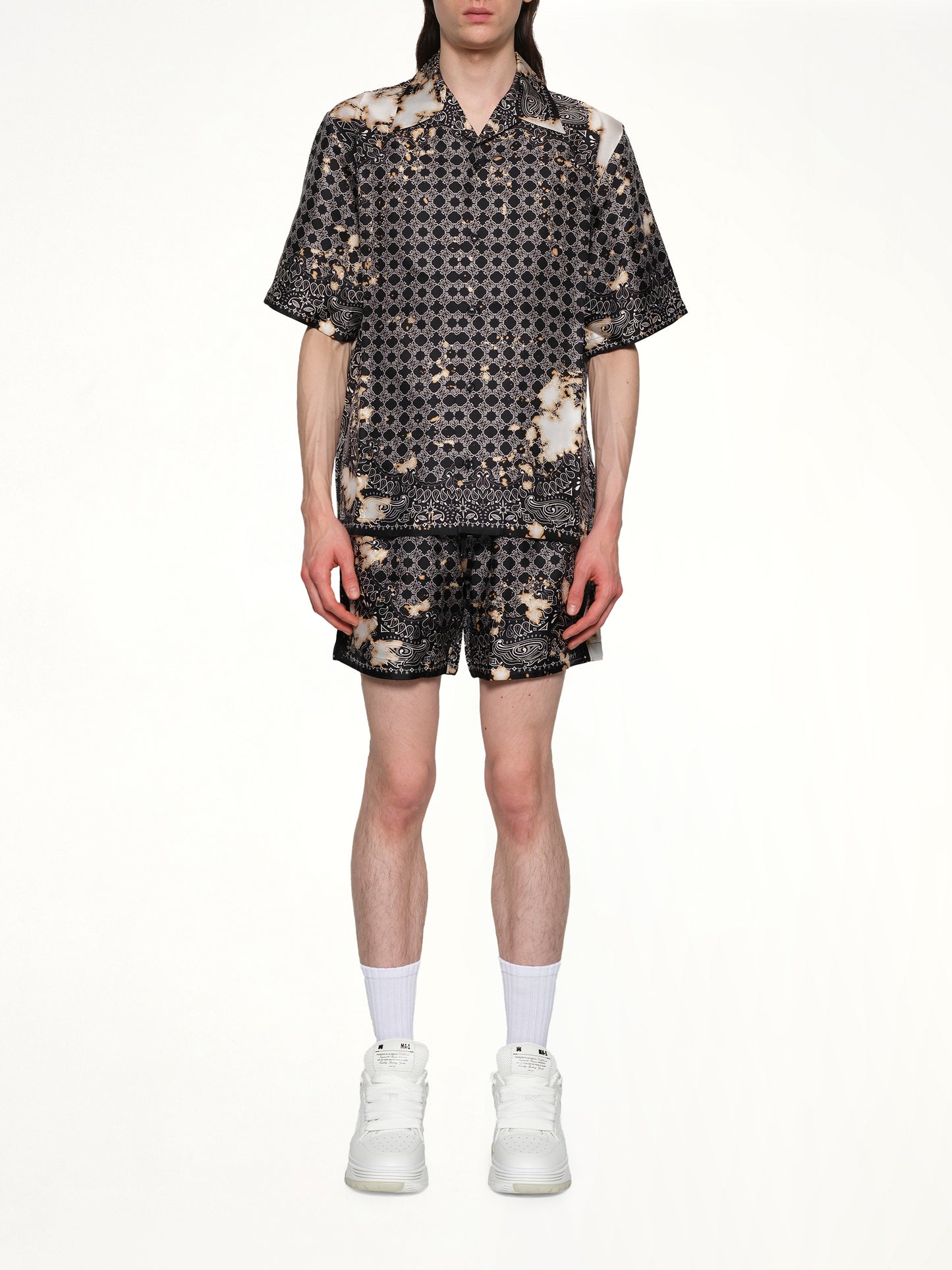 Bleach Bandana Bowling Shirt in Black