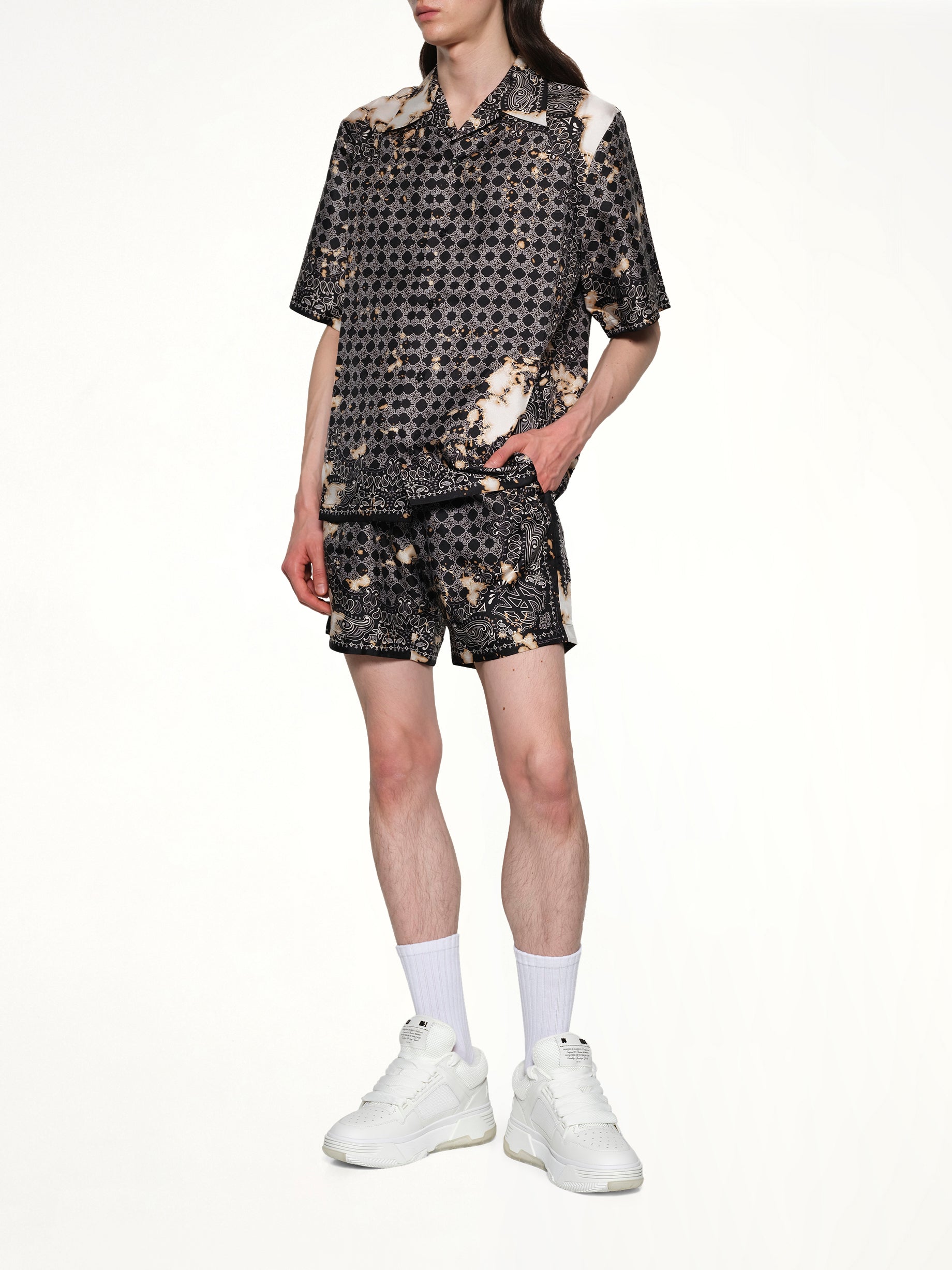 Bleach Bandana Bowling Shirt in Black