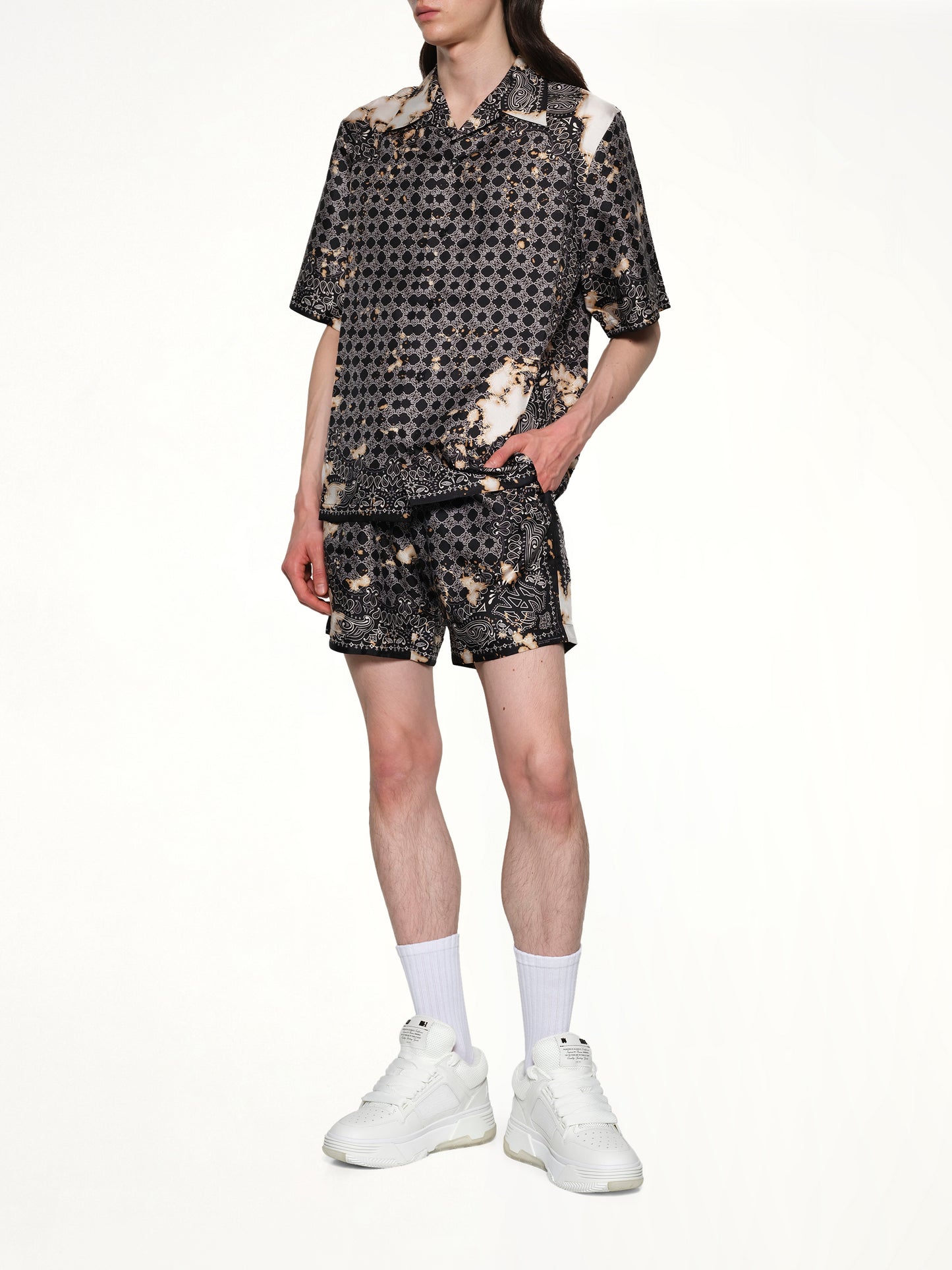 Bleach Bandana Bowling Shirt in Black