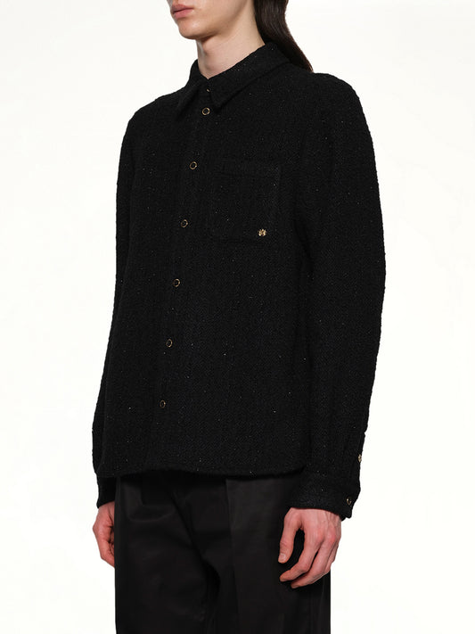 Shimmer Boucle Long Sleeve Shirt in Black