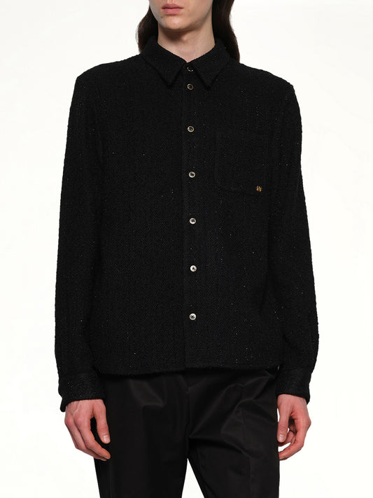 Shimmer Boucle Long Sleeve Shirt in Black