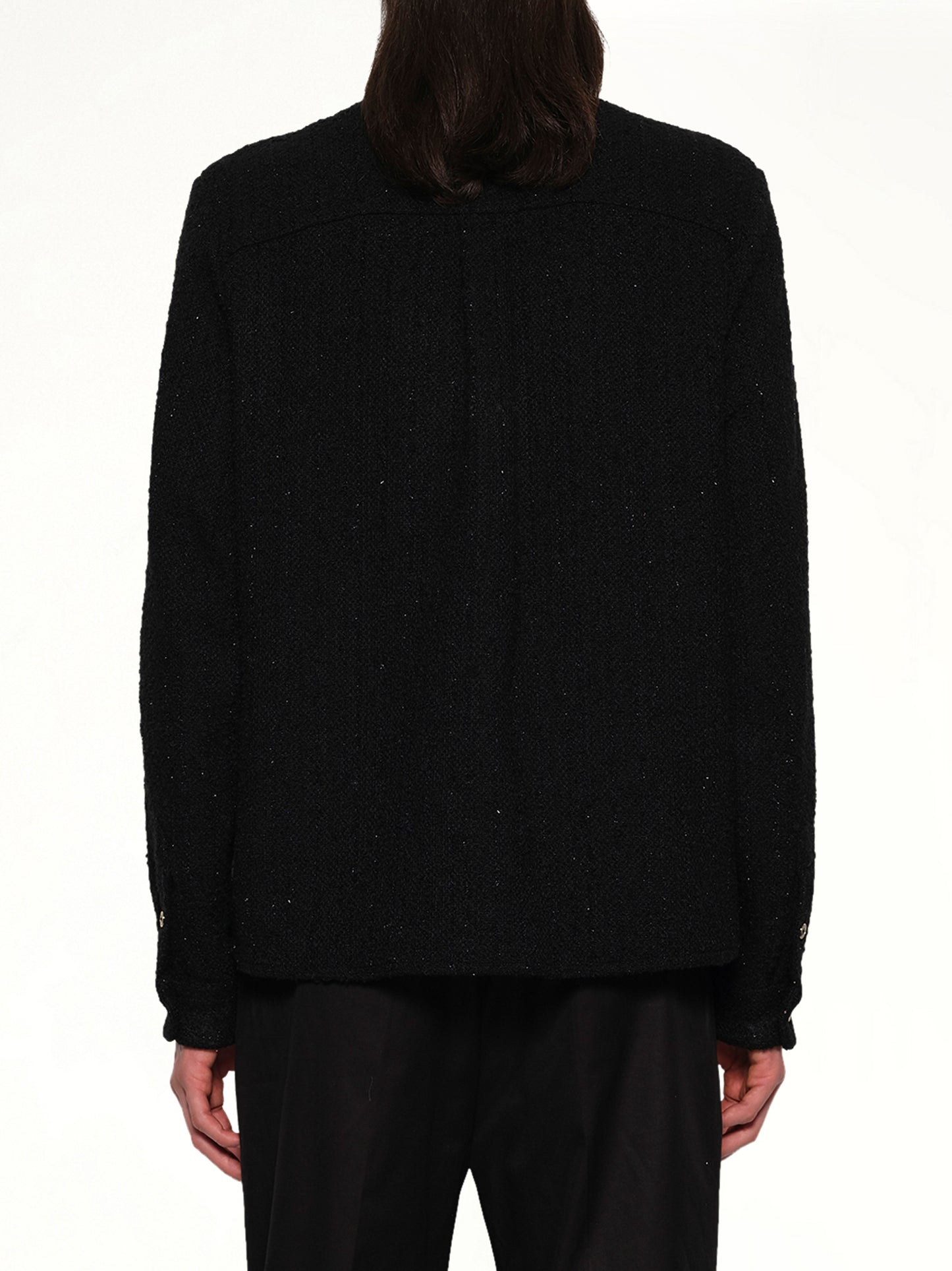 Shimmer Boucle Long Sleeve Shirt in Black
