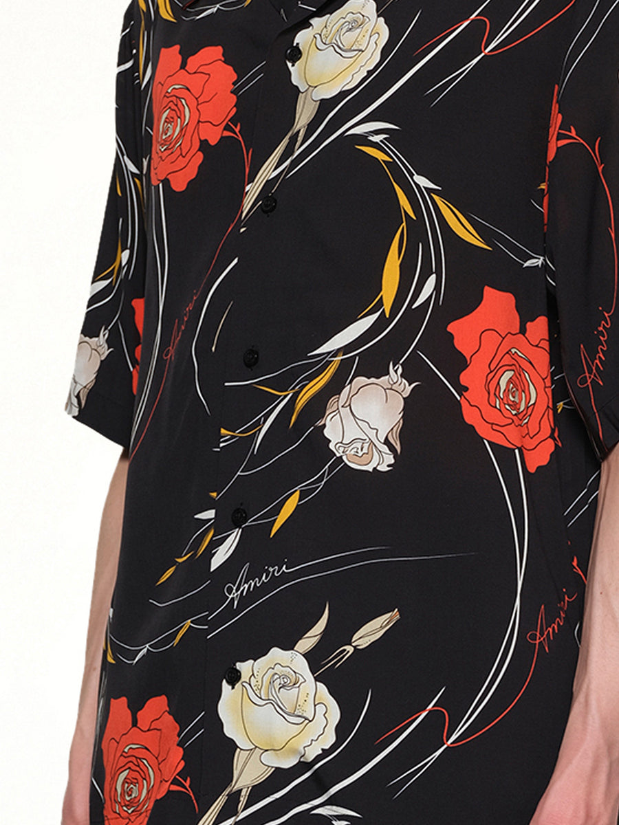 Floral Camp Shirt in Black