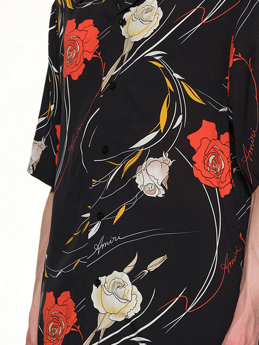 Floral Camp Shirt in Black