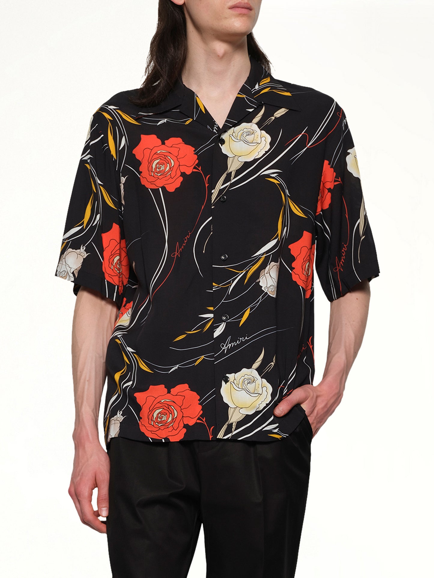Floral Camp Shirt in Black