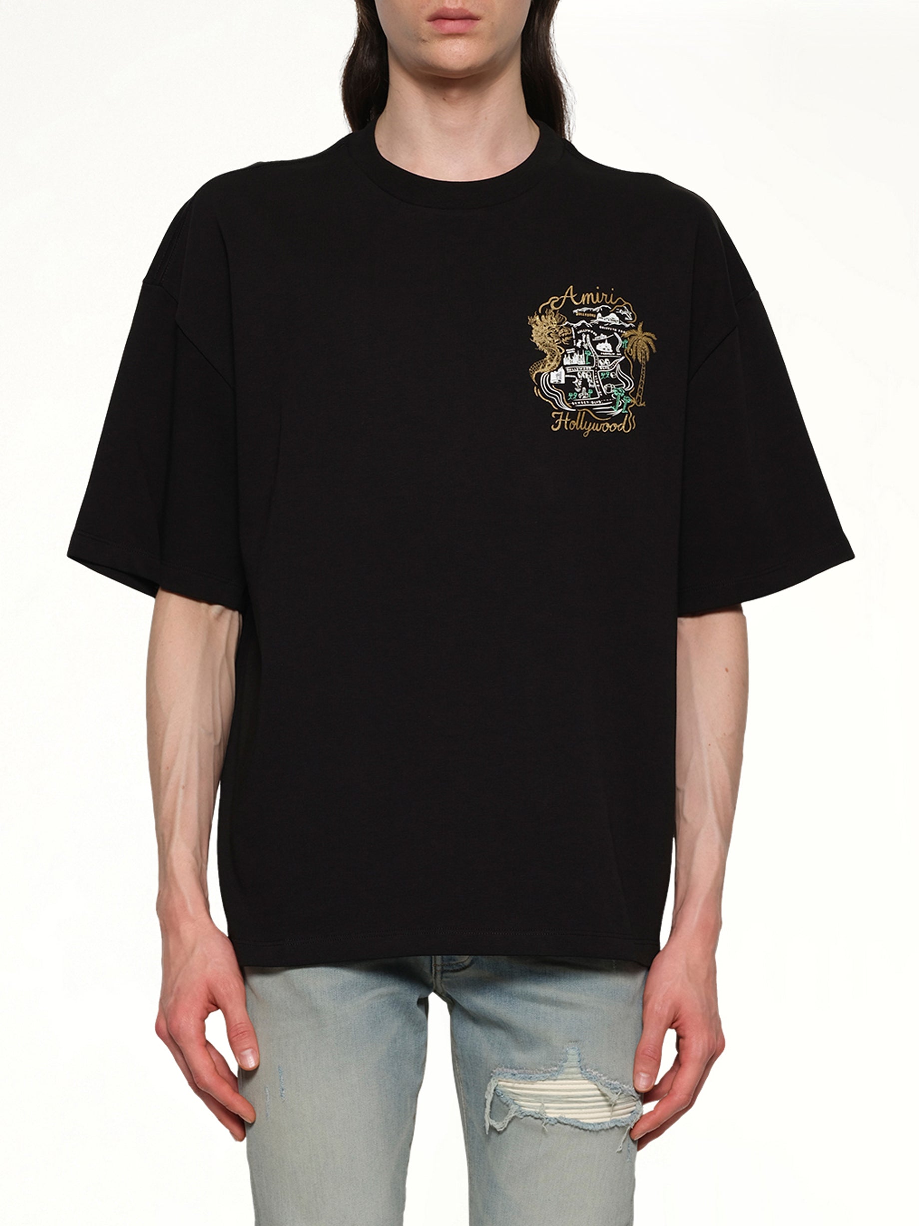 Amiri Hollywood Oversized Tee in Black