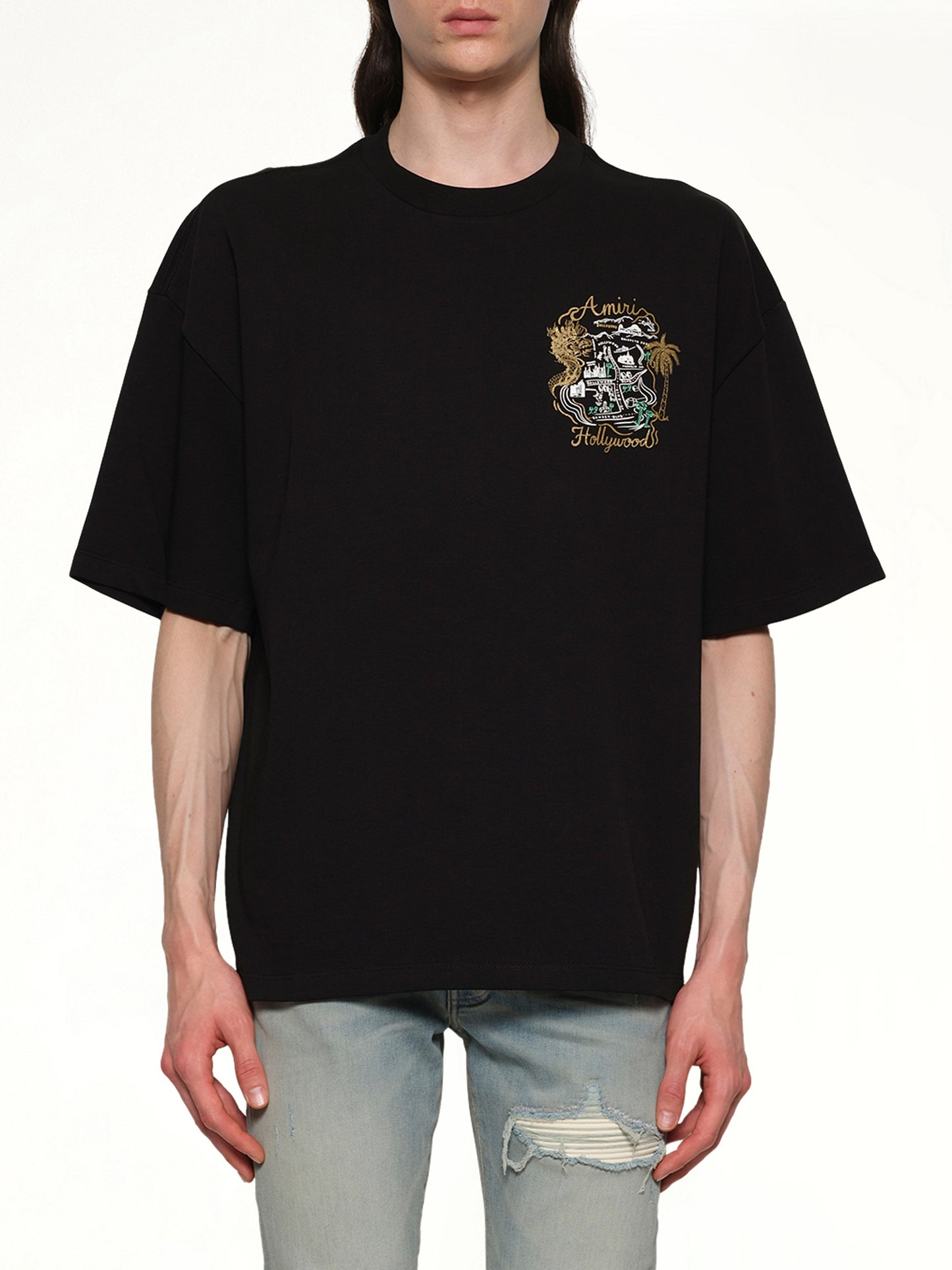 Amiri Hollywood Oversized Tee in Black