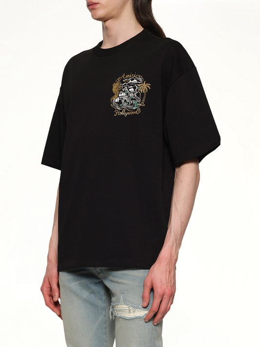 Amiri Hollywood Oversized Tee in Black