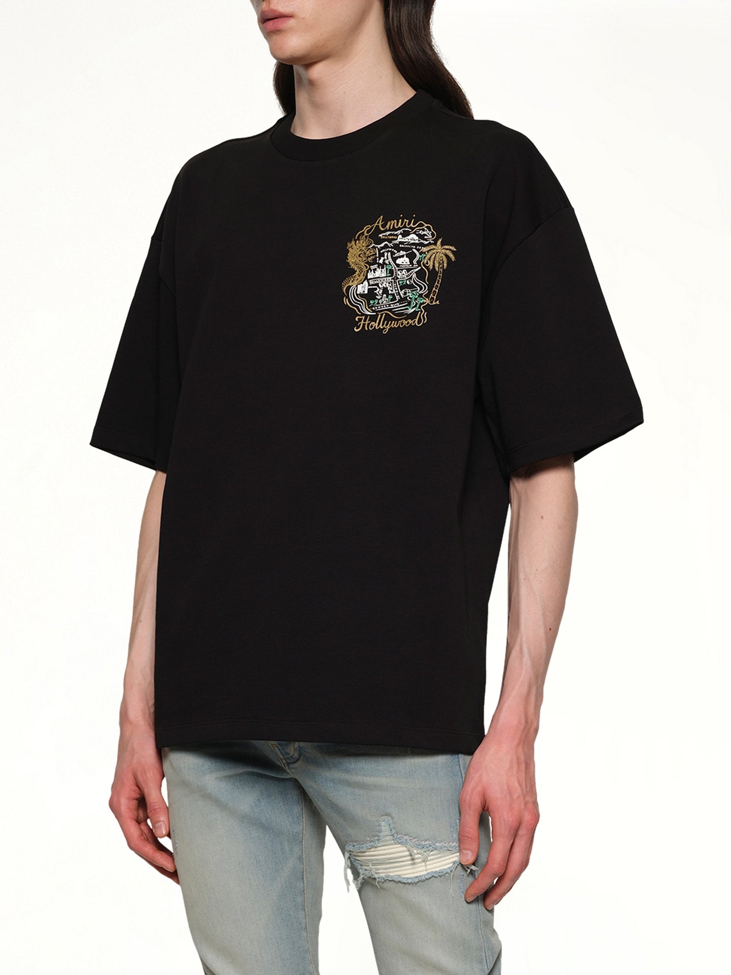 Amiri Hollywood Oversized Tee in Black