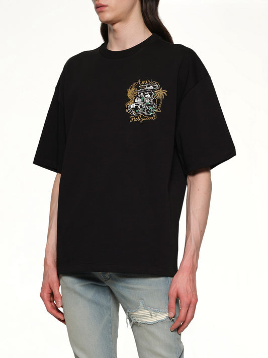 Amiri Hollywood Oversized Tee in Black