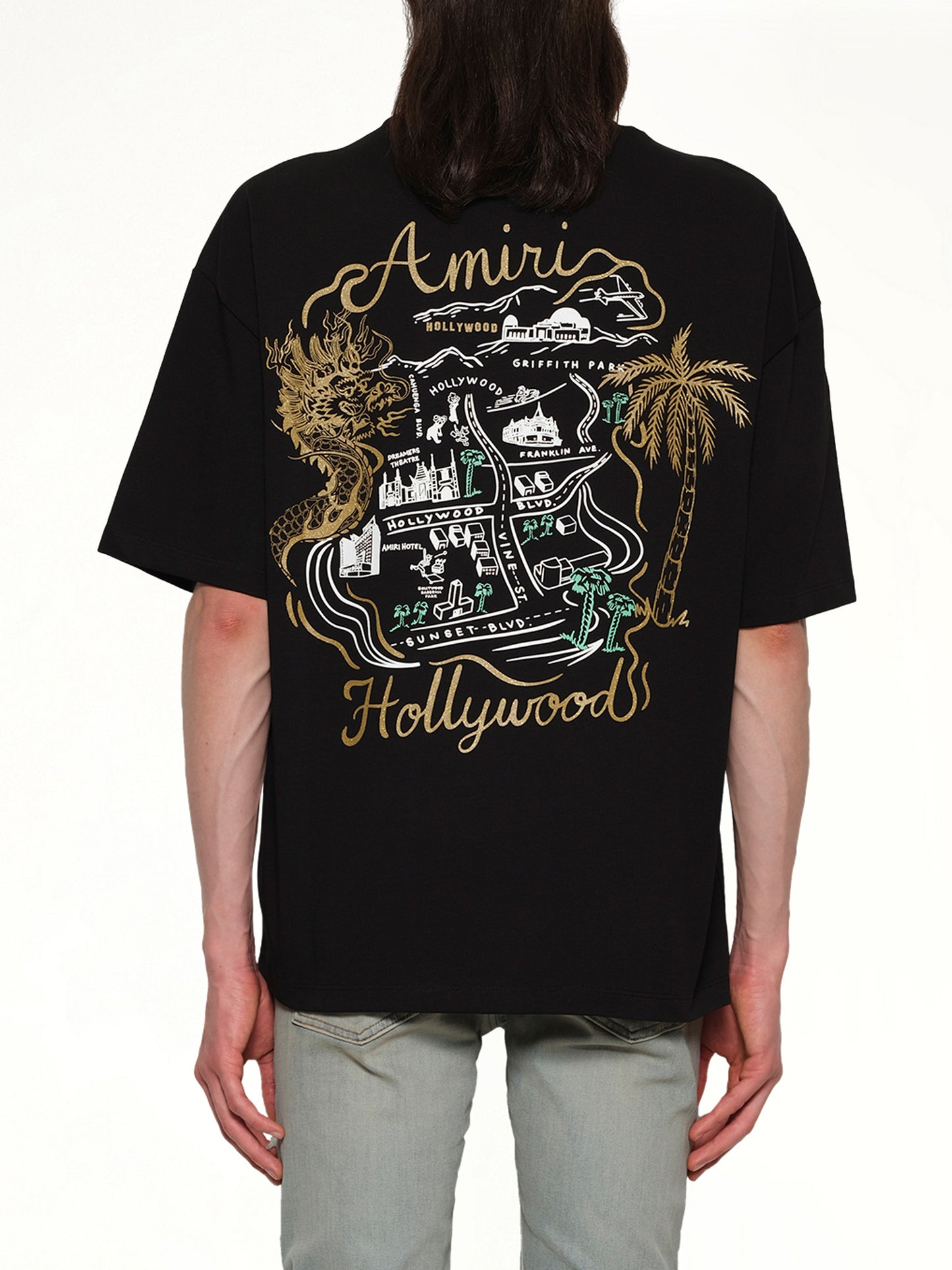 Amiri Hollywood Oversized Tee in Black