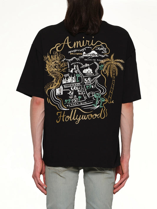 Amiri Hollywood Oversized Tee in Black